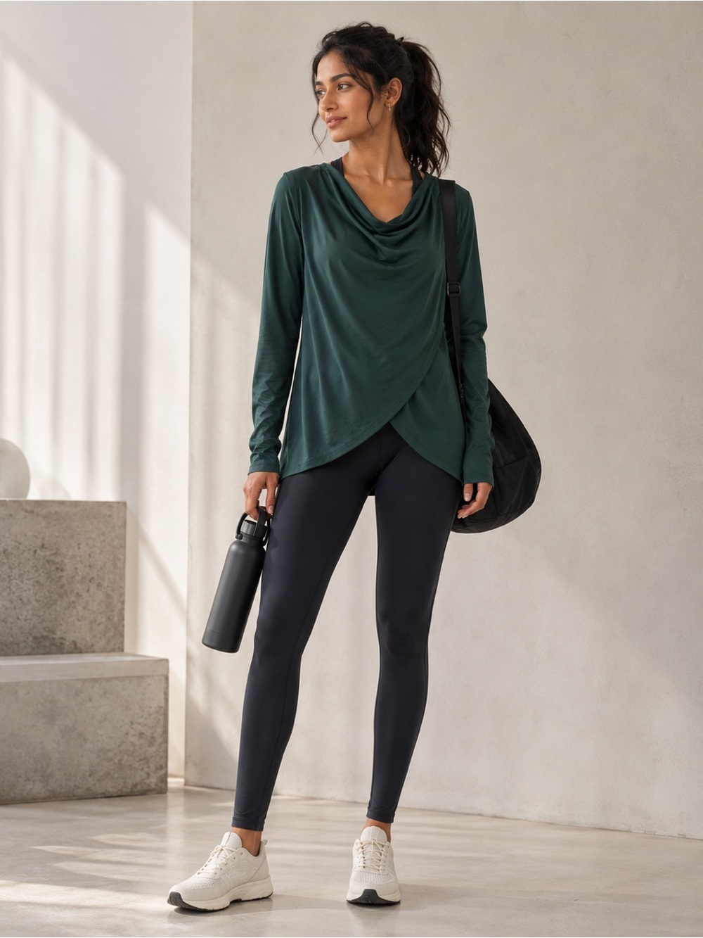 Athleta Purana Wrap Sweatshirt Hoodie Green Size M